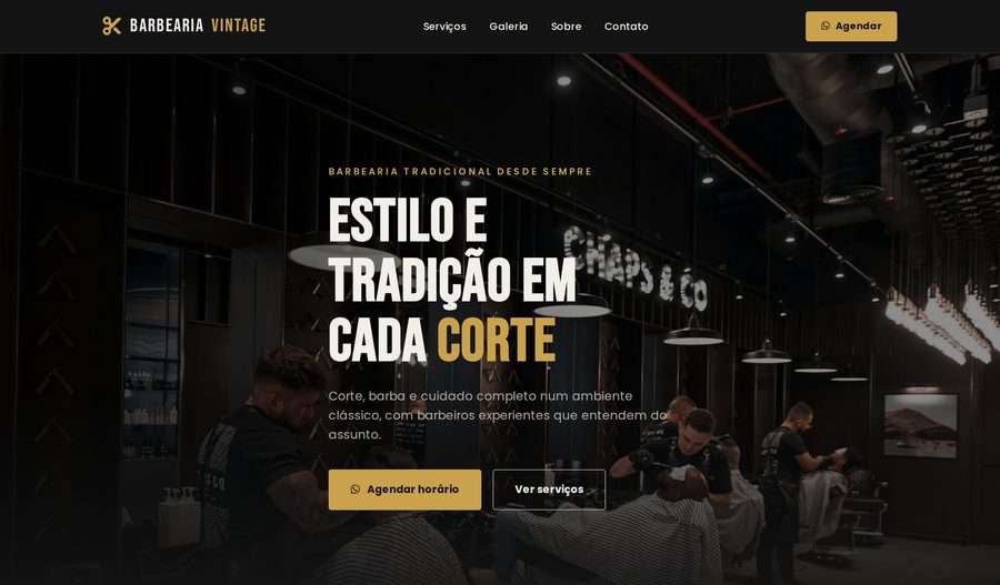 Exemplo de site para barbearia