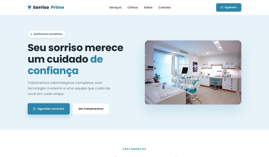 Exemplo de site para clínica odontológica