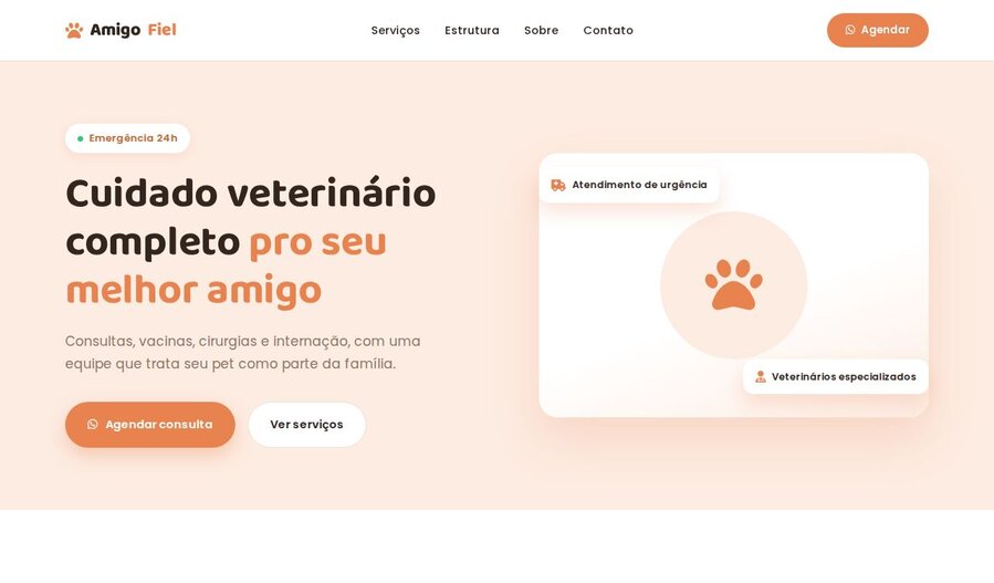 Exemplo de site para clínica veterinária