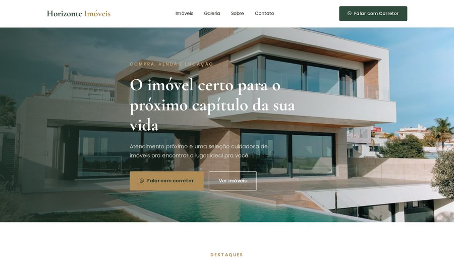 Exemplo de site para imobiliária