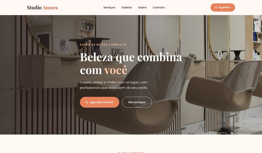 Exemplo de site para salão de beleza